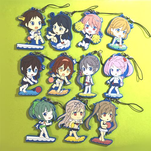 茶猫屋日本动漫周边原单散货舰队collection泳装舰娘橡胶挂件包邮