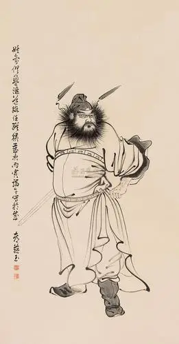 0035钟馗立轴水墨纸本