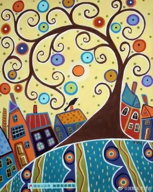 装饰画##色彩装饰画##儿童创意美术##创意美术##线描##儿童画##创意