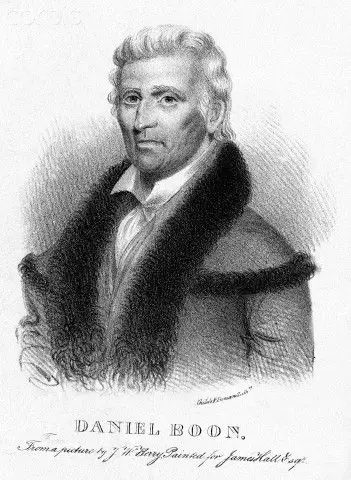 daniel boone portrait w/fur lined coat