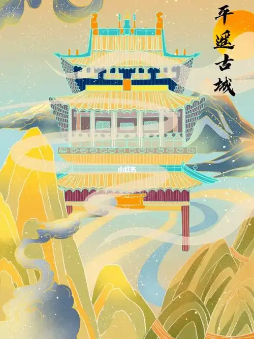 国风插画p2山西平遥古城