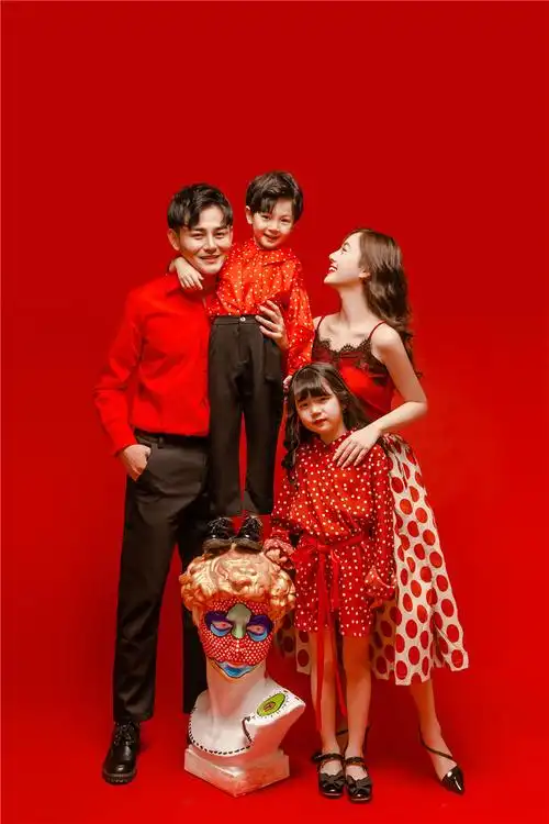 儿童摄影主题服装影楼拍照全家福4口亲子装韩版时尚中国风新款套