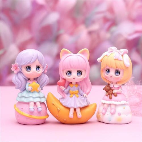 星河美少女烘焙生日蛋糕装饰摆件 卡通女神可爱儿童女孩公主插件