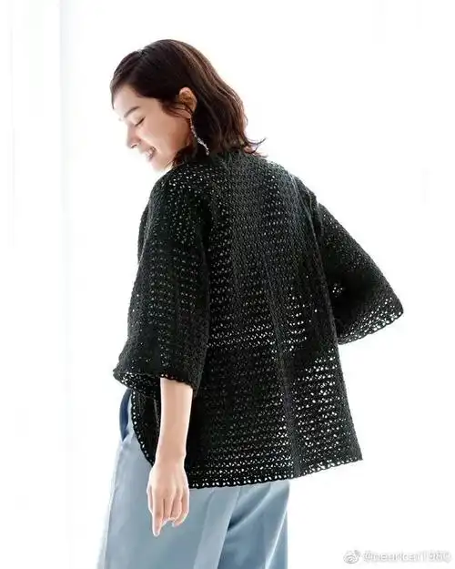 钩针水草花开衫外套