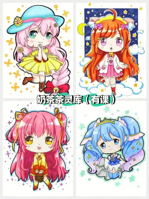 q版动漫可爱女生精选适合一年级以上绘画