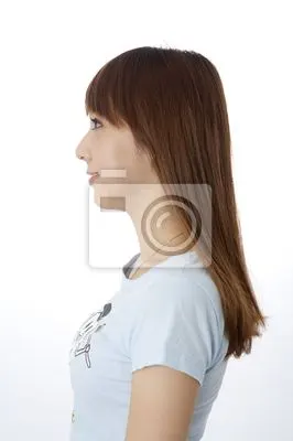 青年女人,正侧面图片