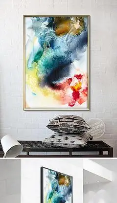 欧式彩色水墨抽象艺术无框画