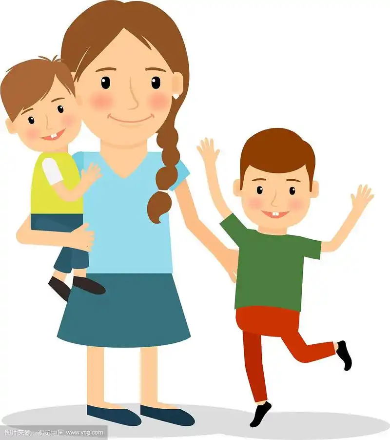 母亲带着孩子年轻的妇女和两个男孩