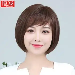 假发套女真人发丝短发波波bobo头真发自然全真圆脸逼真全头套式夏