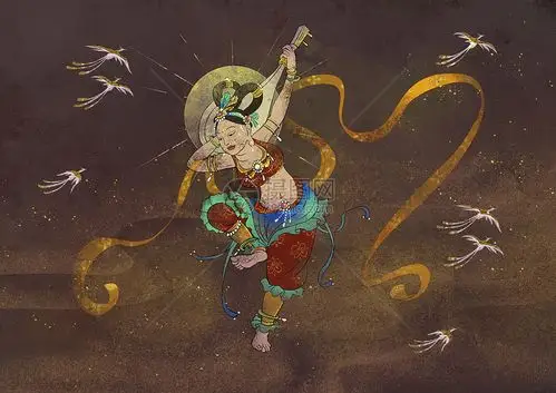 反弹琵琶飞天仙女岩彩壁画