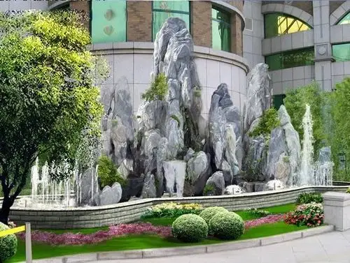 园林假山水景效果图