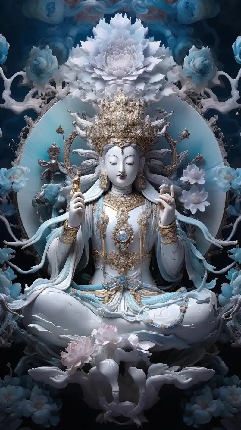 观音菩萨,慈悲的化身,在极乐世界中散发着光明的波澜.她的容颜 - 抖音