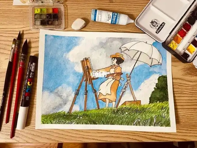 宫崎骏水彩插画起风了 day09