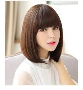 假发女短直发bobo头齐刘海中长发波波头内扣蓬松短发时尚整顶假发