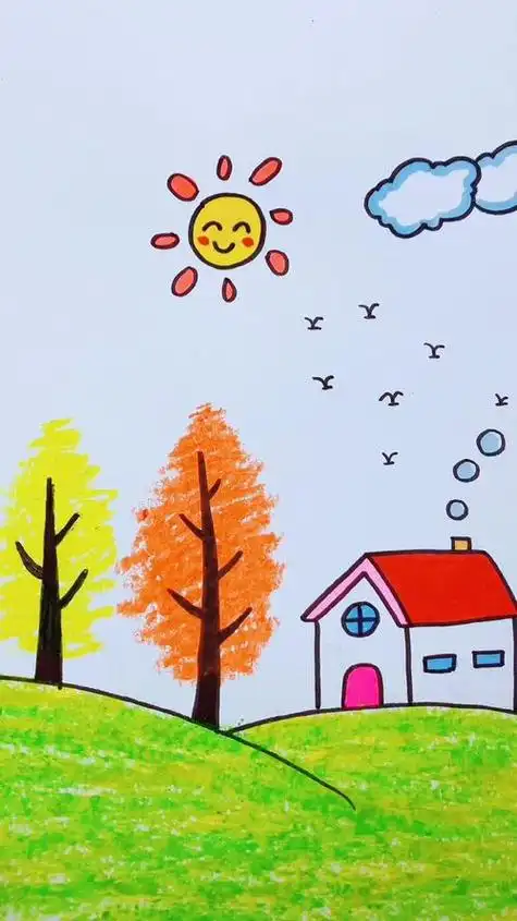 画画原来如此简单秋天景色简笔画秋天主题风景简笔画幼儿儿童简笔画