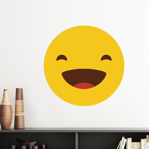 大笑黄色可爱网聊表情包插画墙贴壁纸房间贴花