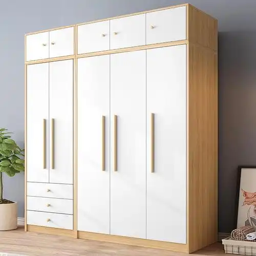 平开门衣柜家用卧室免安装柜子实木小户型现代简约出租房储物衣橱