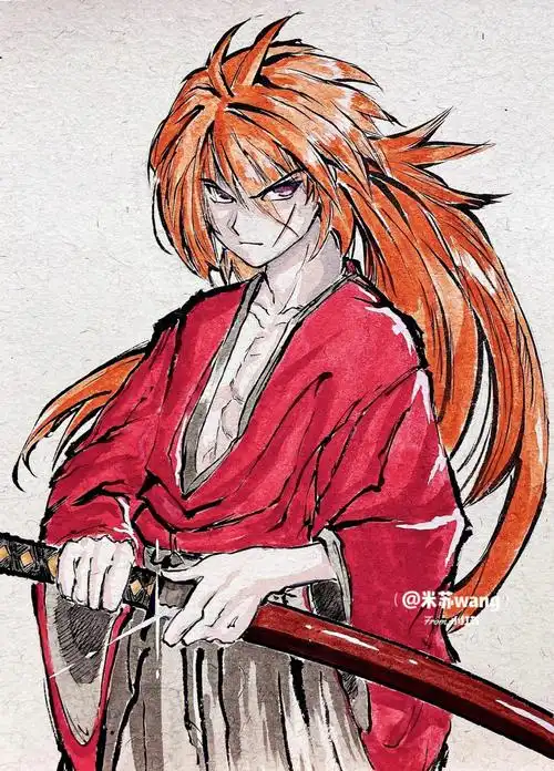 毛笔临摹浪客剑心绯村剑心