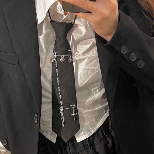 韩版领带学院风纯色免打结十字架个性时尚装饰衬衫领结女领口配饰