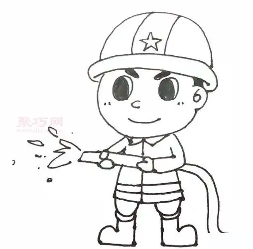 怎么画消防员消防员简笔画步骤