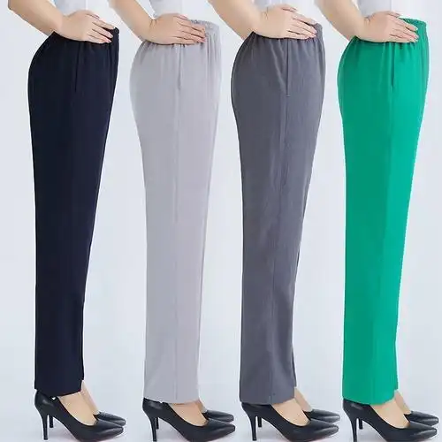 白色l90110斤夏季中老年冰丝女裤松紧高腰妈妈真丝裤子九分裤长裤女