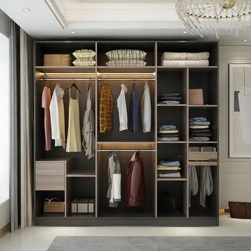 轻奢后现代大衣柜简约整体衣橱时尚主卧卧室家具衣服柜子可定制