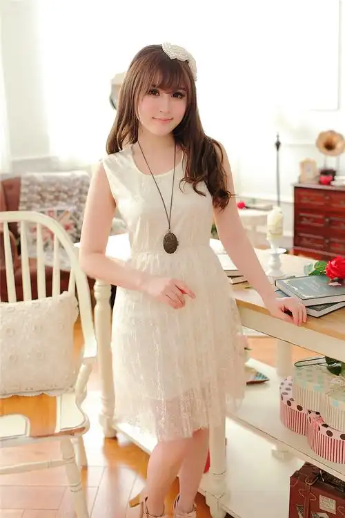 【实拍】2015夏装新款女装韩版小花朵修身网纱背心连衣裙子潮6805