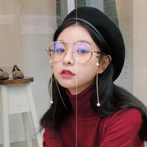 特价镜框女近视 可配 长脸_眼镜框网红款ins眼镜链子眼镜女带链条复古