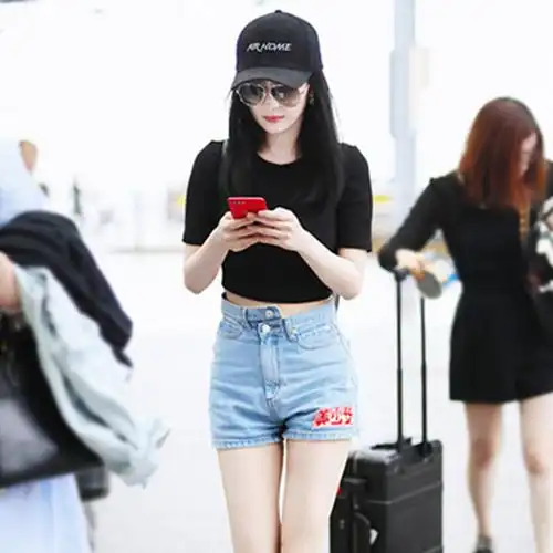 明星同款杨幂牛仔短裤女夏季2017新款韩版高腰