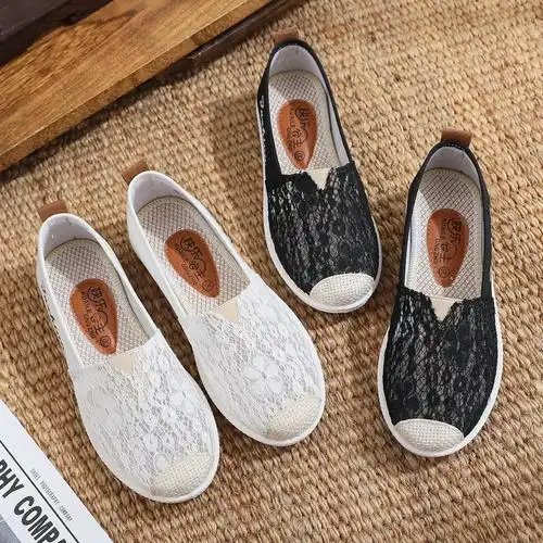 老北京布鞋女网鞋夏季透气镂空软底妈妈鞋渔夫鞋一脚蹬平底休闲鞋