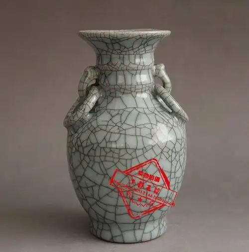 景德镇陶瓷器仿官窑开片花瓶现代家居客厅装饰工艺品简约摆件摆设