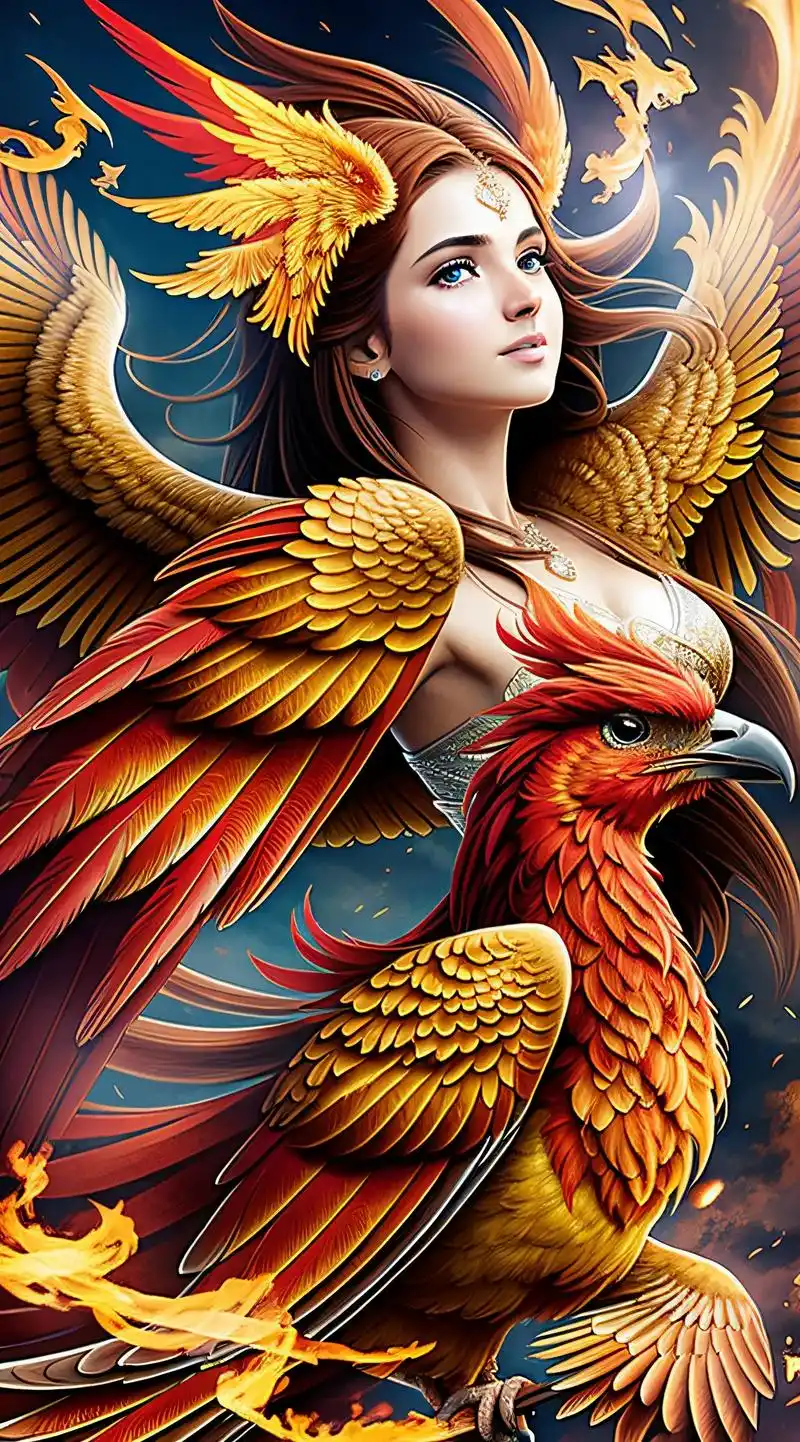 凤凰女神.#ai绘画 #原创 #二次元 #见者好运见者发财  - 抖音