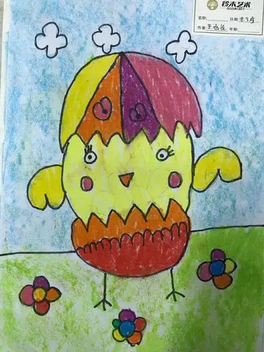 鸡蛋壳小鸡少儿美术作品,1一6年级画画图片大全