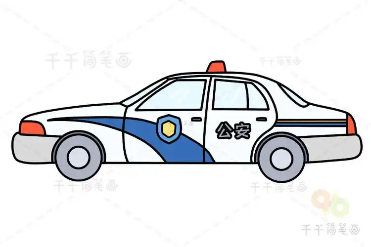 威武的110警车涂色画模板
