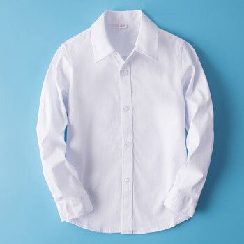 儿童白衬衫长袖纯棉中大童中小学生蓝色校服春秋演出服男童白衬衣