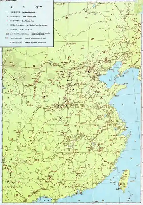 【中国历史地图】原始社会史前文化遗址分布图