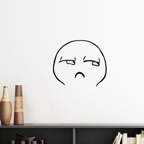 斜视噘嘴黑色聊天表情纹样墙贴壁纸房间贴花