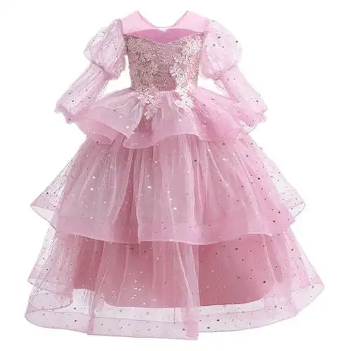 女童礼服儿童主持人走秀钢琴演出服花童婚礼蓬蓬裙长袖高端公主裙