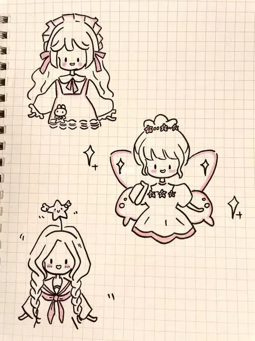 超萌简笔画小人来啦手账素材09简笔画手帐素材手绘婚礼人物简笔画无偿