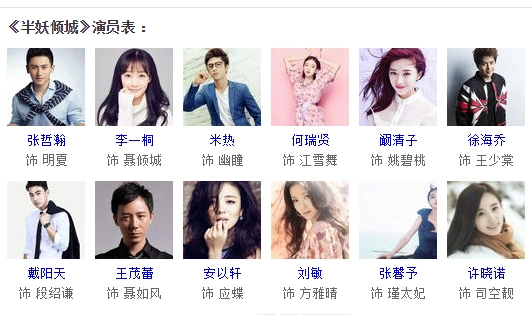 半妖倾城演员表!