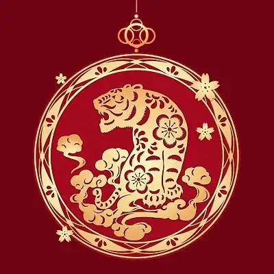 新年剪纸风格老虎元素 老虎剪纸 虎年春节剪纸 png素材虎年福袋元素