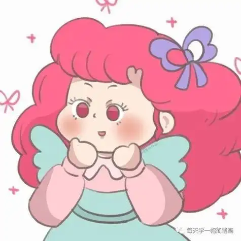 胖胖的女生卡通简笔画可爱