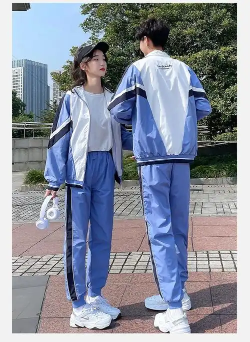 中学生班服校服批发定logo 学院风拼色情侣装运动休闲大码套装