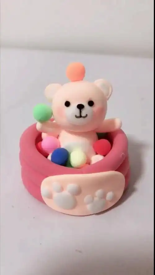 手工制作#超轻粘土diy可爱小熊