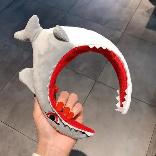 鲨鱼发箍女洗脸束发带网红可爱百搭外出头饰搞怪卡通头箍发捆发卡