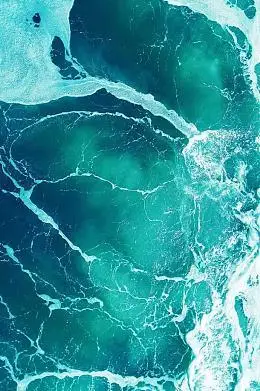 蓝色彩绘油画海面浪花