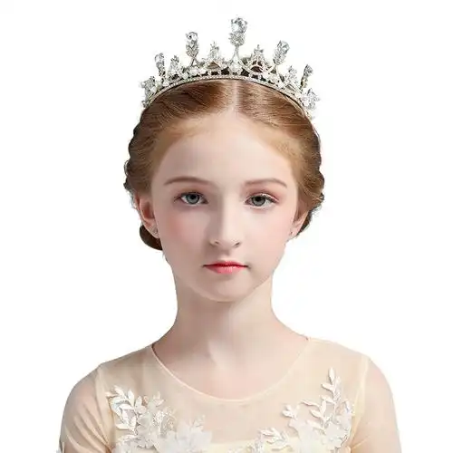 金色儿童皇冠公主女童生日公主裙礼服头饰水晶王冠饰品表演服配饰