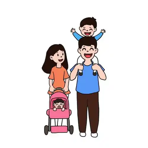 快乐的卡通一家四口手绘插画7148293图片免抠素材 人物素材-第1张