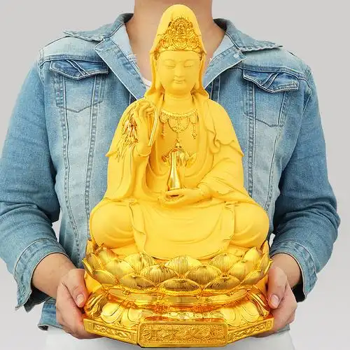 观音佛像供奉家用南海立莲坐莲自在观世音菩萨神像摆件家居装饰品