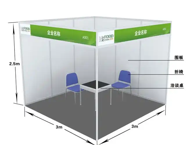 标准展位                3m×3m=9㎡                国内:&